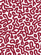 Crimson Wavy Interlocking Pattern Rug