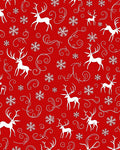 Crimson Reindeer Snowflake Swirls Rug