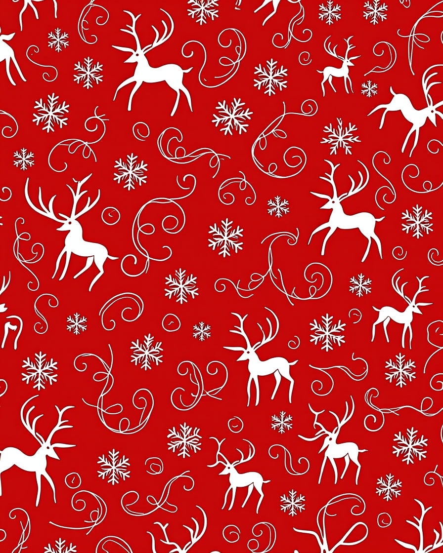 Crimson Reindeer Snowflake Swirls Rug