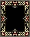 Ornate Flourish Red Gold Border Rug