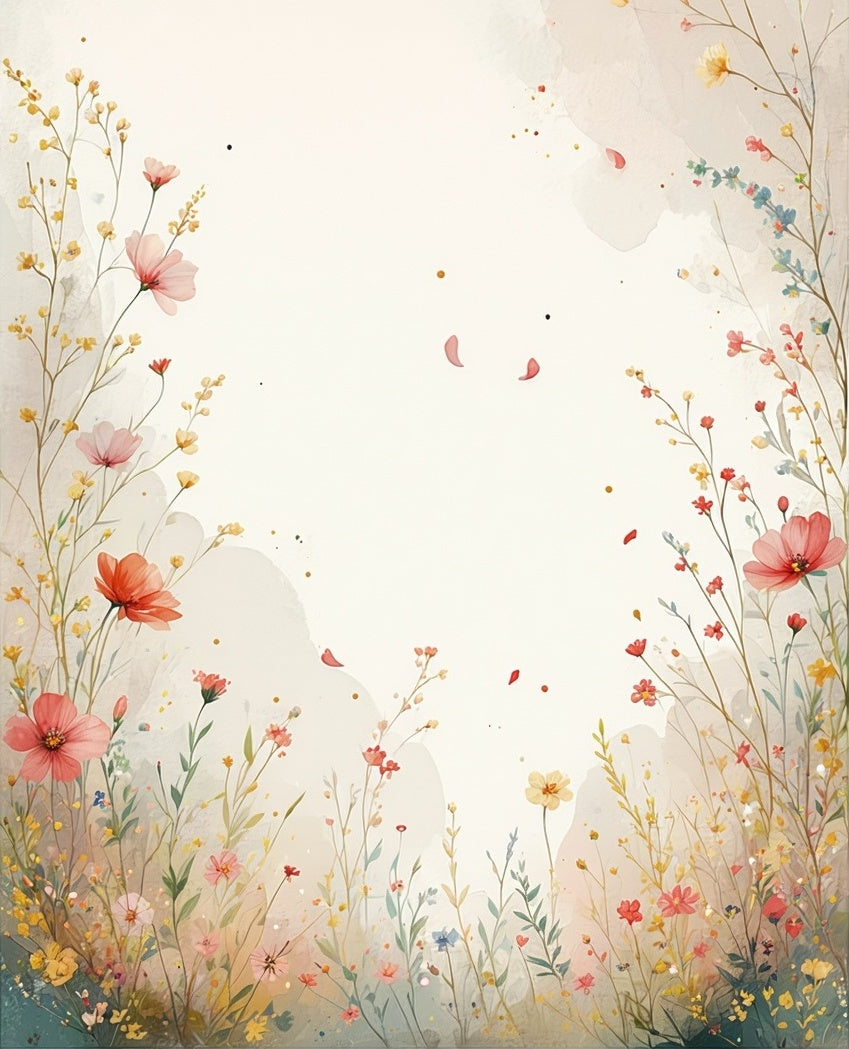 Pastel Meadow Wildflower Watercolor Design Rug