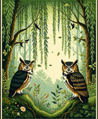 Enchanted Forest Owl Illustration Rug