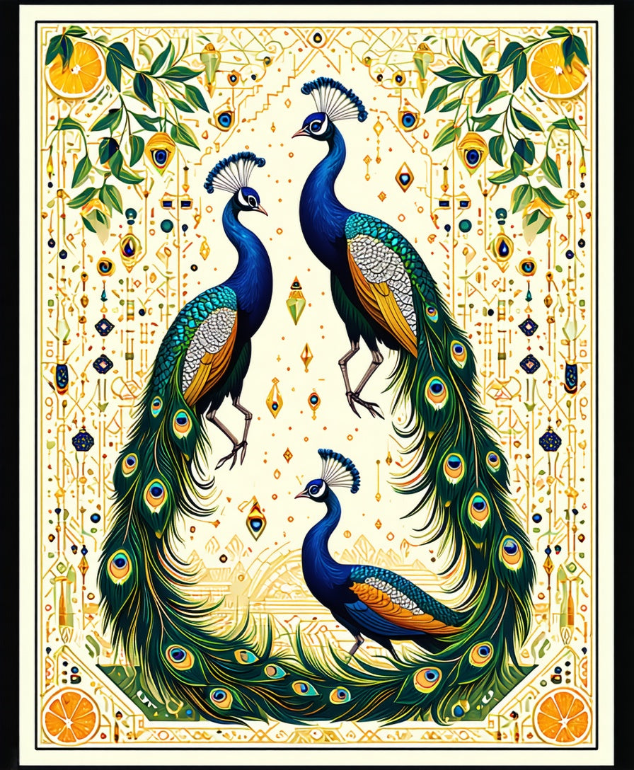 Elegant Peacock Floral Pattern Rug