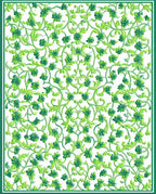 Lush Green Floral Vine Pattern Rug