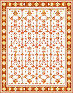 Vintage Floral Scrollwork Red Gold Rug