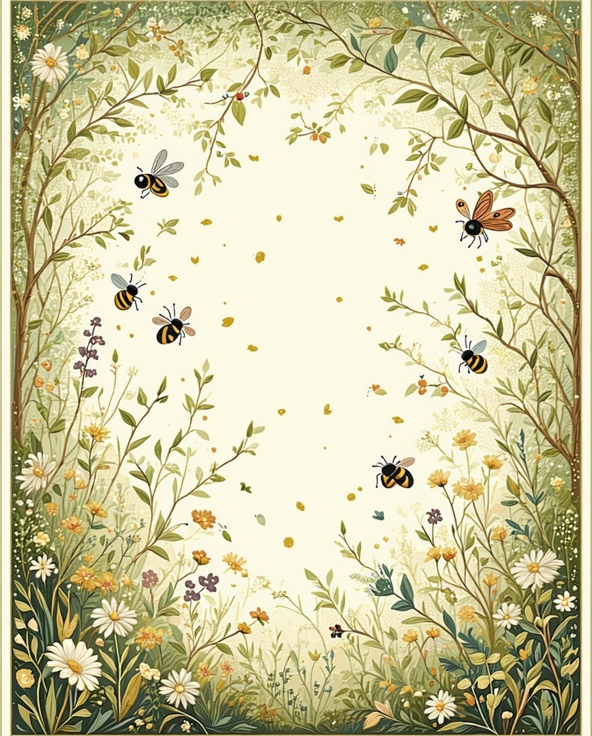 Whimsical Garden Bee Floral Delight Rug