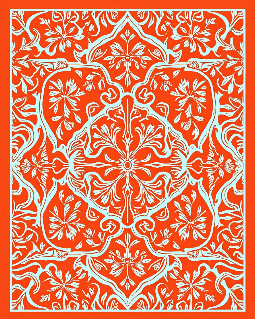 Elegant Floral Symmetry Pattern Rug