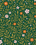 Forest Green Floral Botanical Pattern Rug
