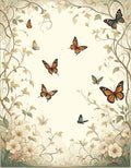 Whimsical Butterflies and Floral Vine Rug