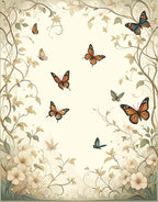 Whimsical Butterflies and Floral Vine Rug