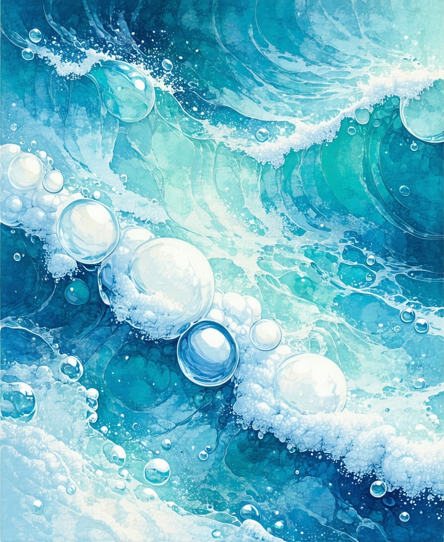 Bubbles and Waves Ocean Pattern Rug