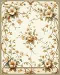 Vintage Floral Vine Scroll Pattern Rug