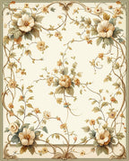 Vintage Floral Vine Scroll Pattern Rug
