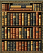 Ornate Antique Book Motif Rug