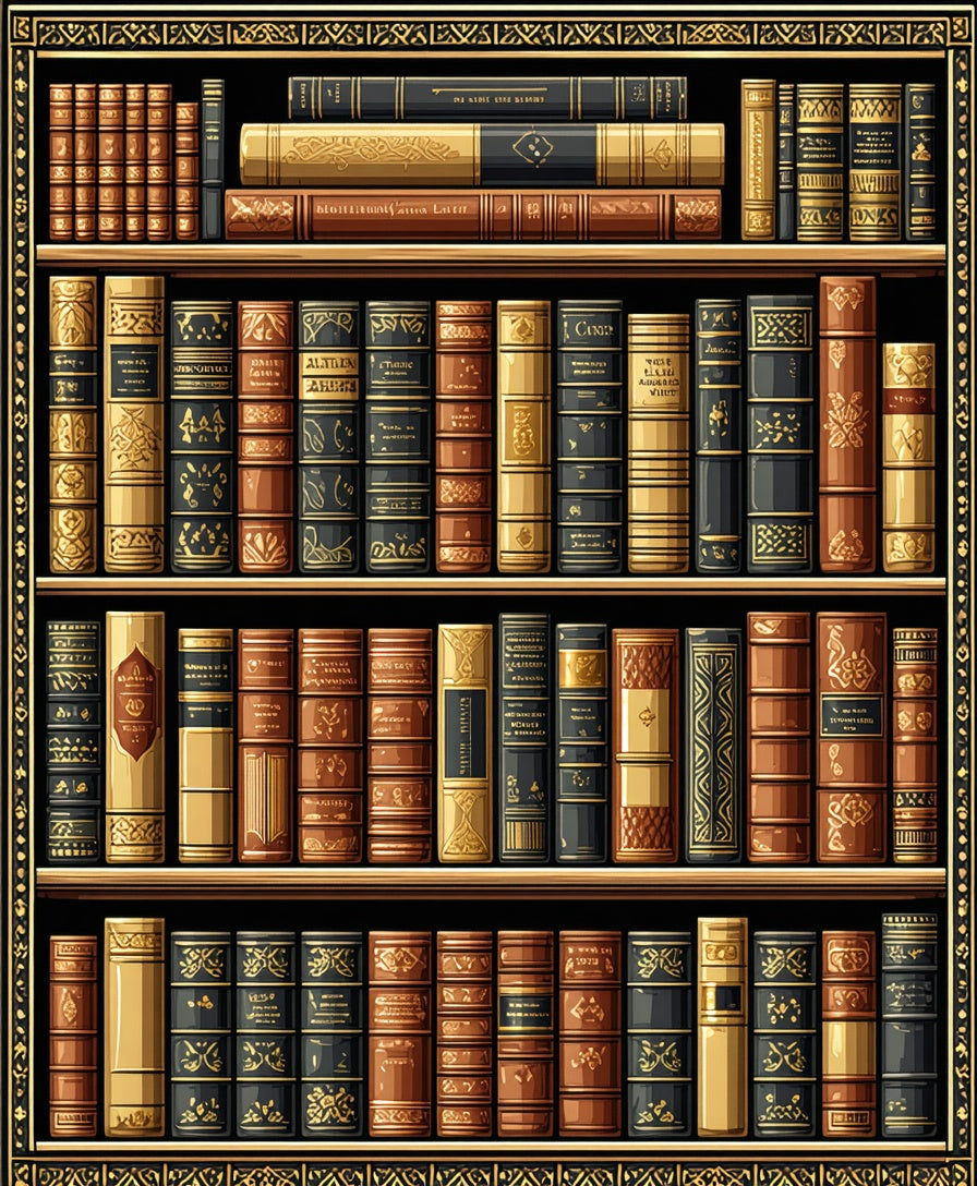Ornate Antique Book Motif Rug