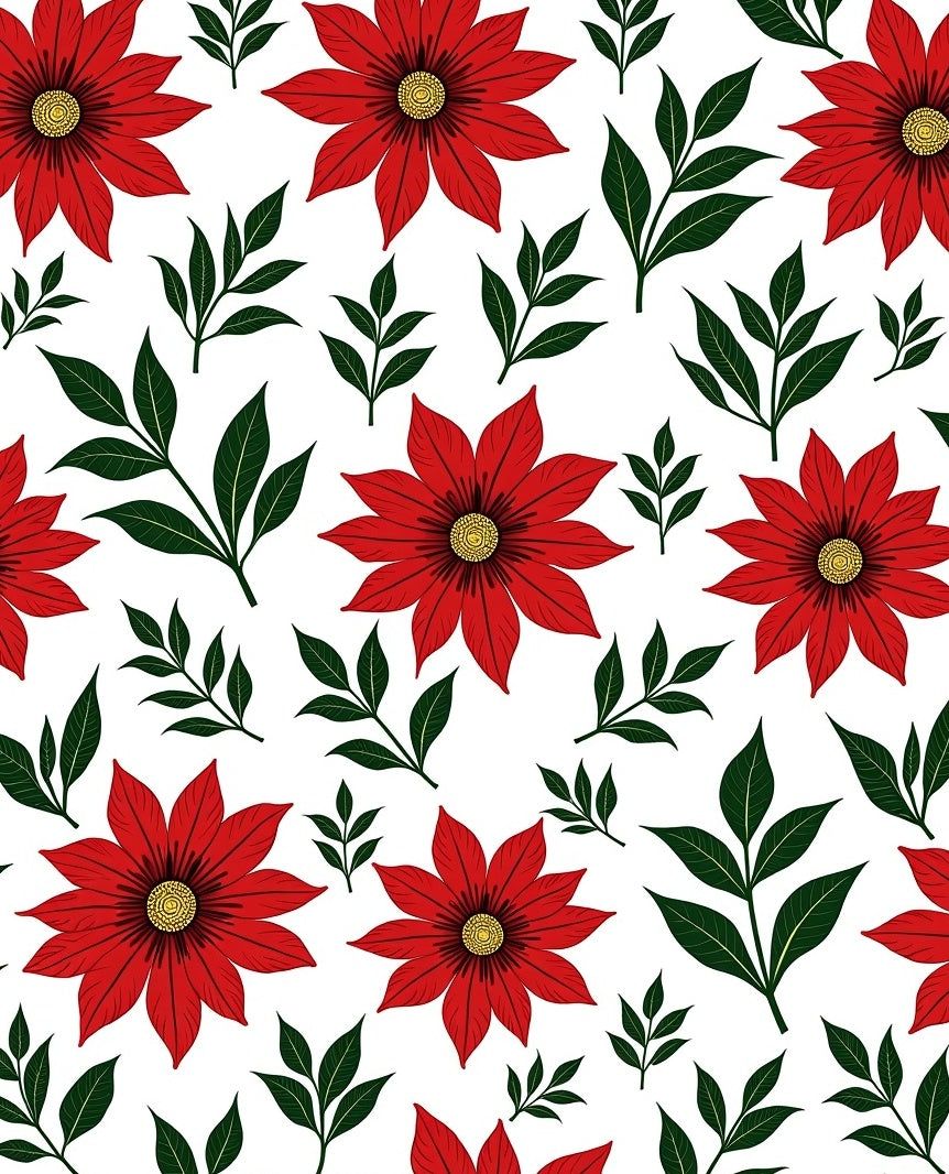 Crimson Red Floral Green Foliage Rug
