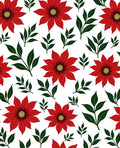 Crimson Red Floral Green Foliage Rug