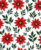 Crimson Red Floral Green Foliage Rug