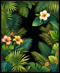 Lush Tropical Floral Leaf Pattern Rug