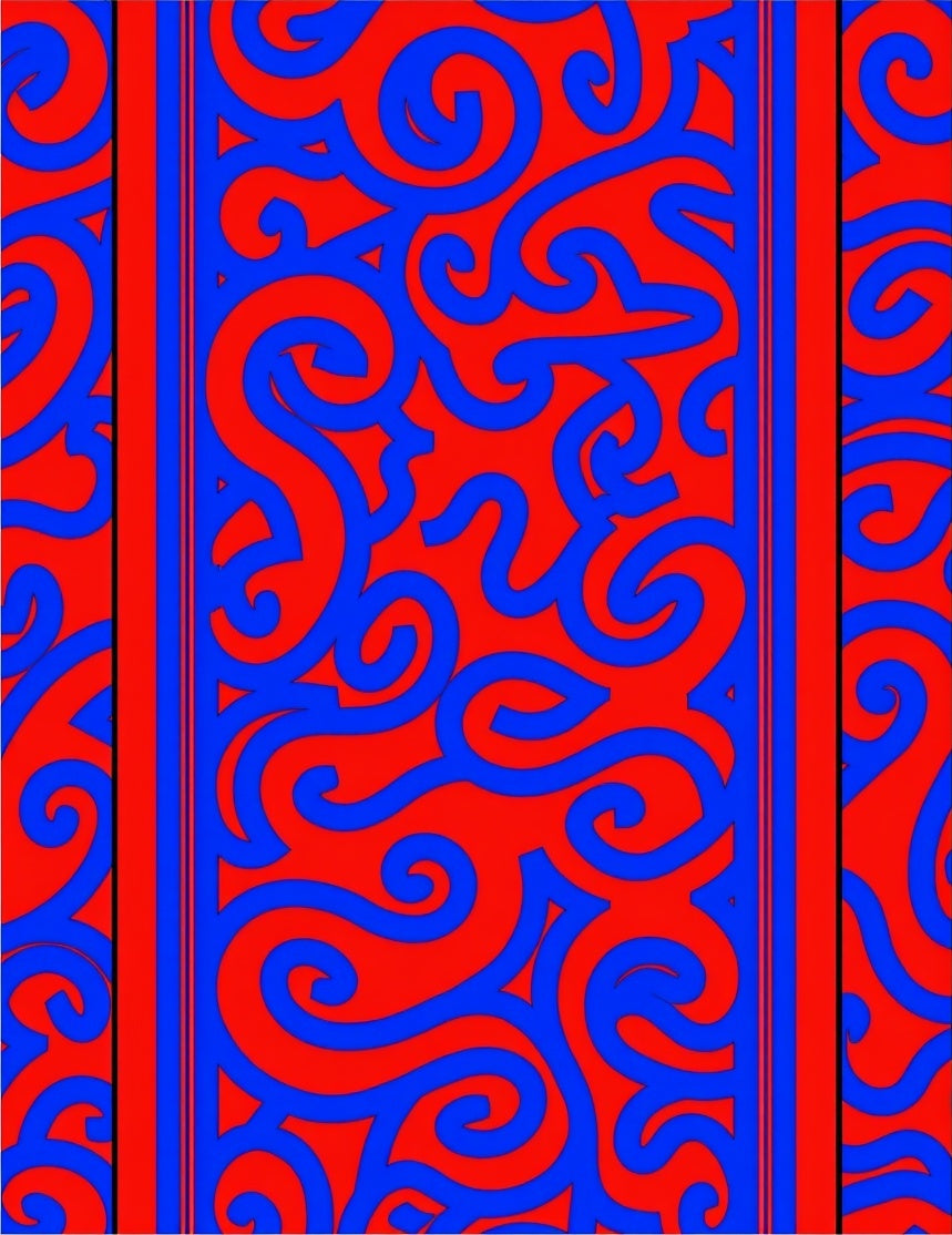 Red and Blue Swirl Pattern Rug