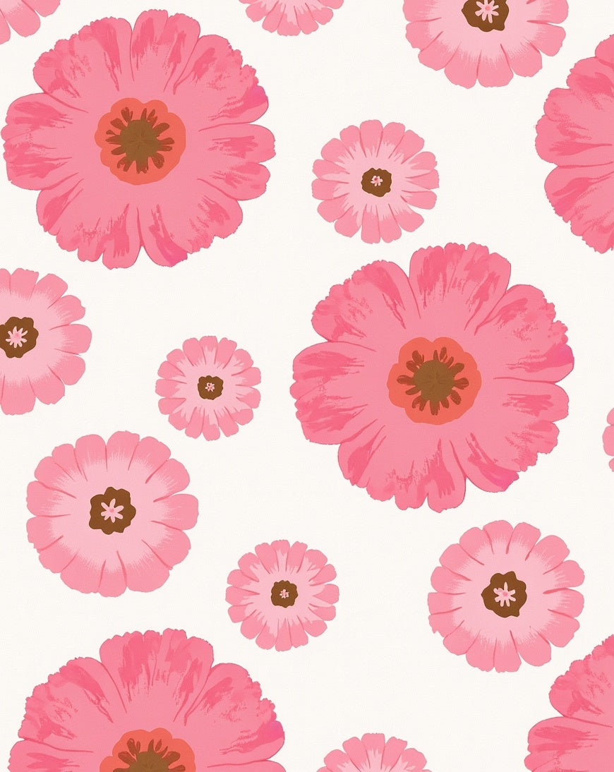 Large Pink Floral Pattern Rug