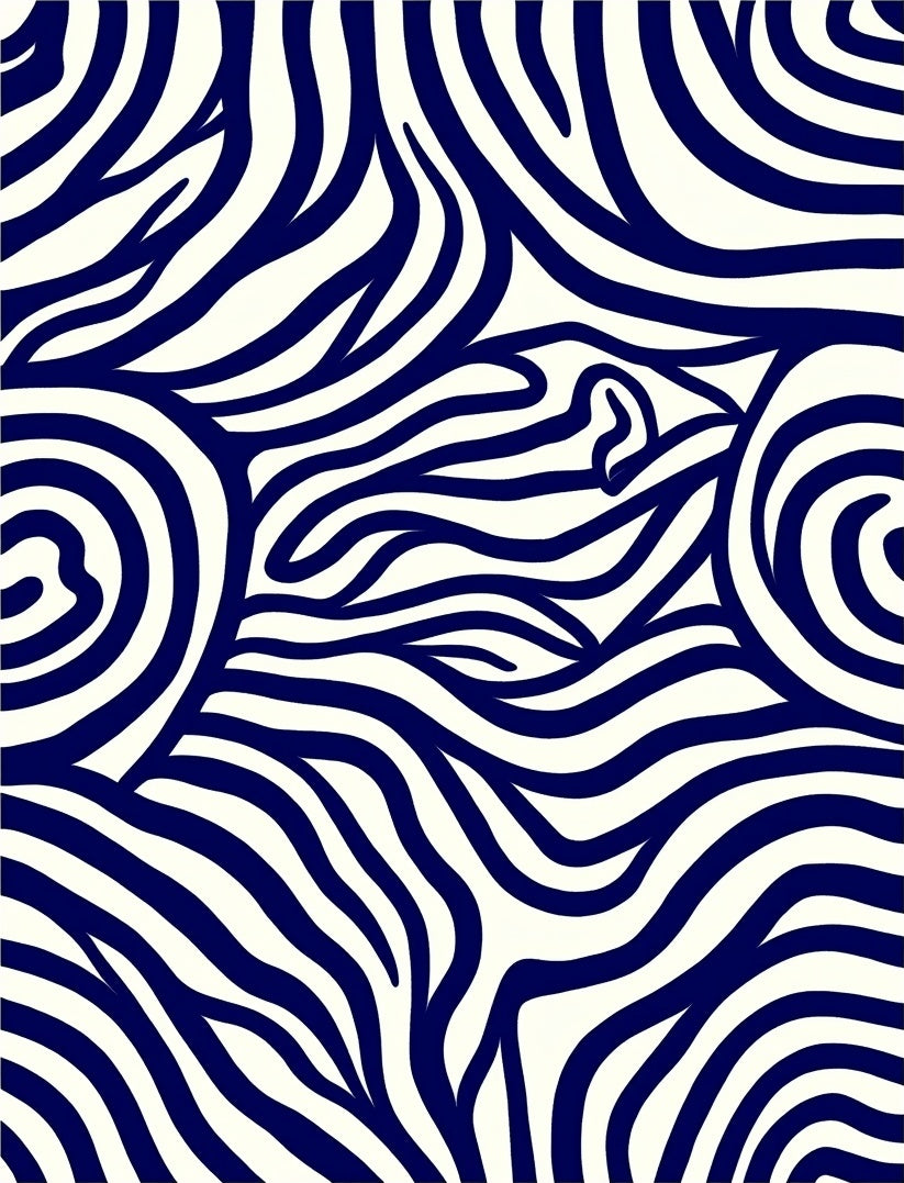 Bold Navy Zebra Print Design Rug
