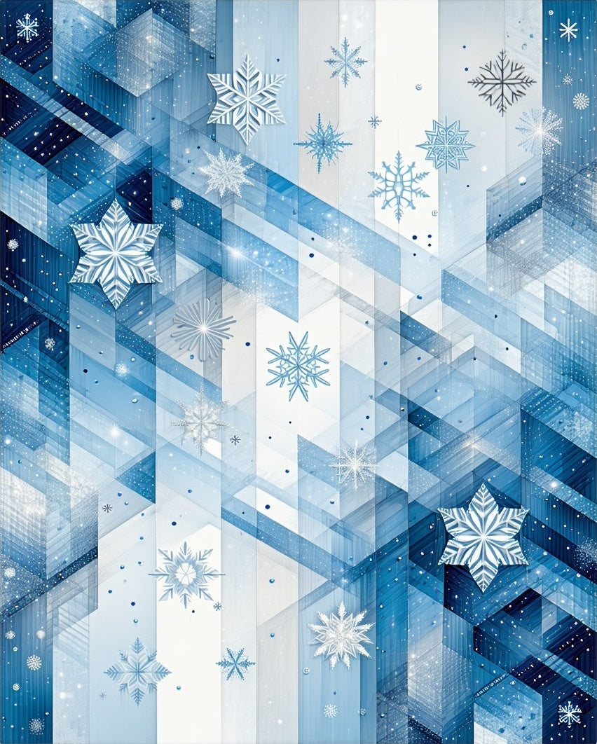 Winter Snowflake Geometric Pattern Rug