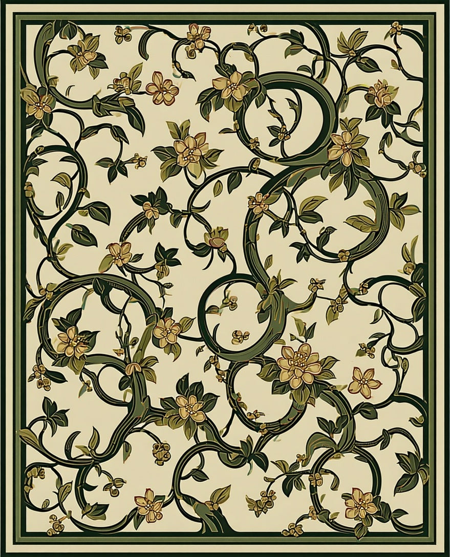 Art Nouveau Floral Vine Pattern Rug