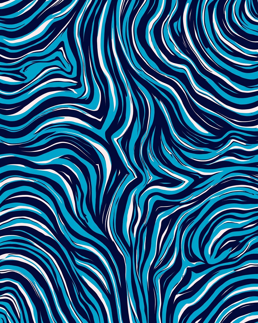 Abstract Blue Stripe Pattern Rug