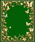 Golden Butterfly Floral Vines Design Rug
