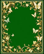 Golden Butterfly Floral Vines Design Rug