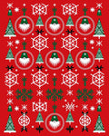 Festive Red White Green Gnome Trees Rug