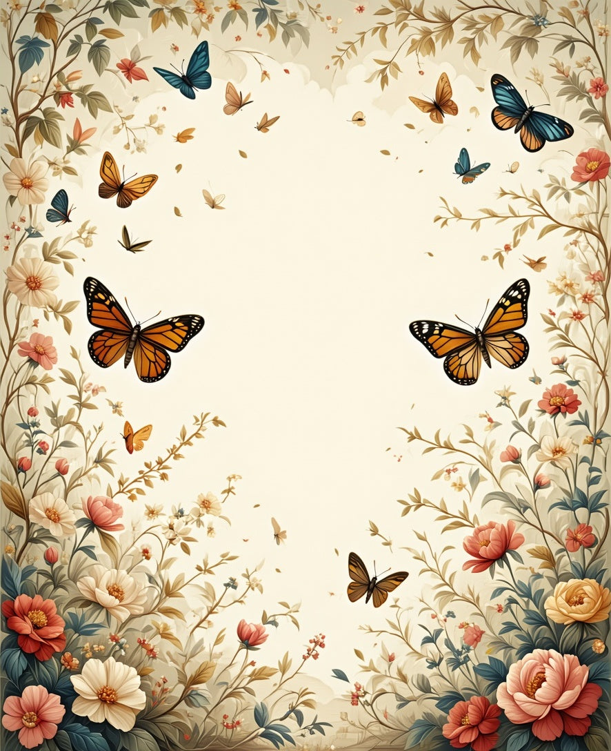 Whimsical Butterflies Floral Garden Rug