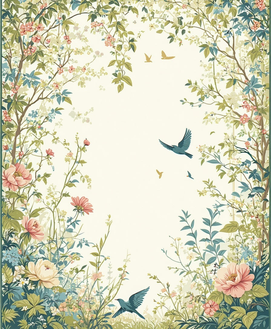 Enchanting Garden Birds Blossoms Rug