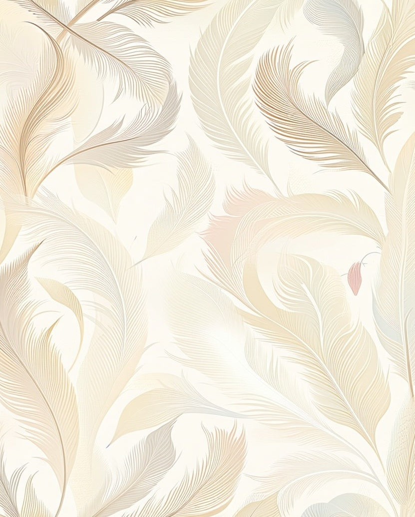 Ethereal Feather Pattern with Golden Hues Rug