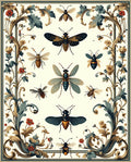 Insects and Floral Vintage Pattern Rug