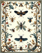 Insects and Floral Vintage Pattern Rug