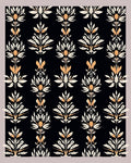 Black Floral Intricate Pattern Rug