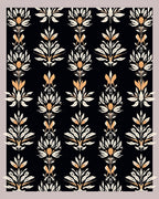 Black Floral Intricate Pattern Rug
