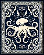 Ornate Octopus Nautical Design Rug