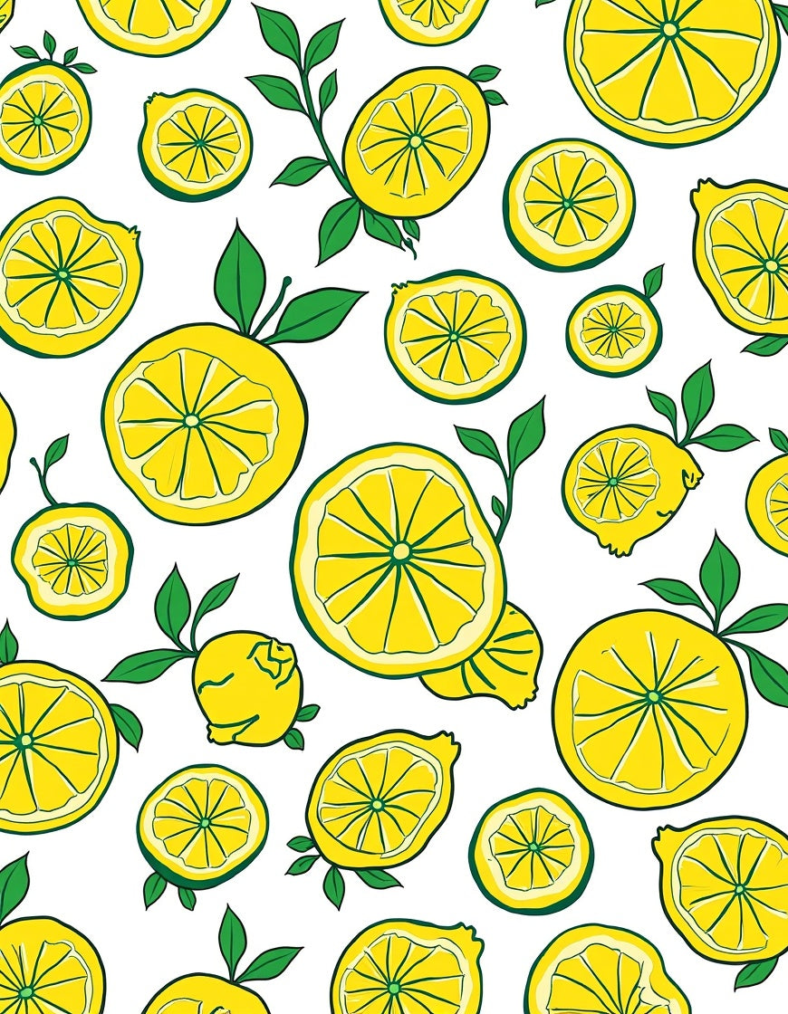 Bright Yellow Citrus Slice Pattern Rug