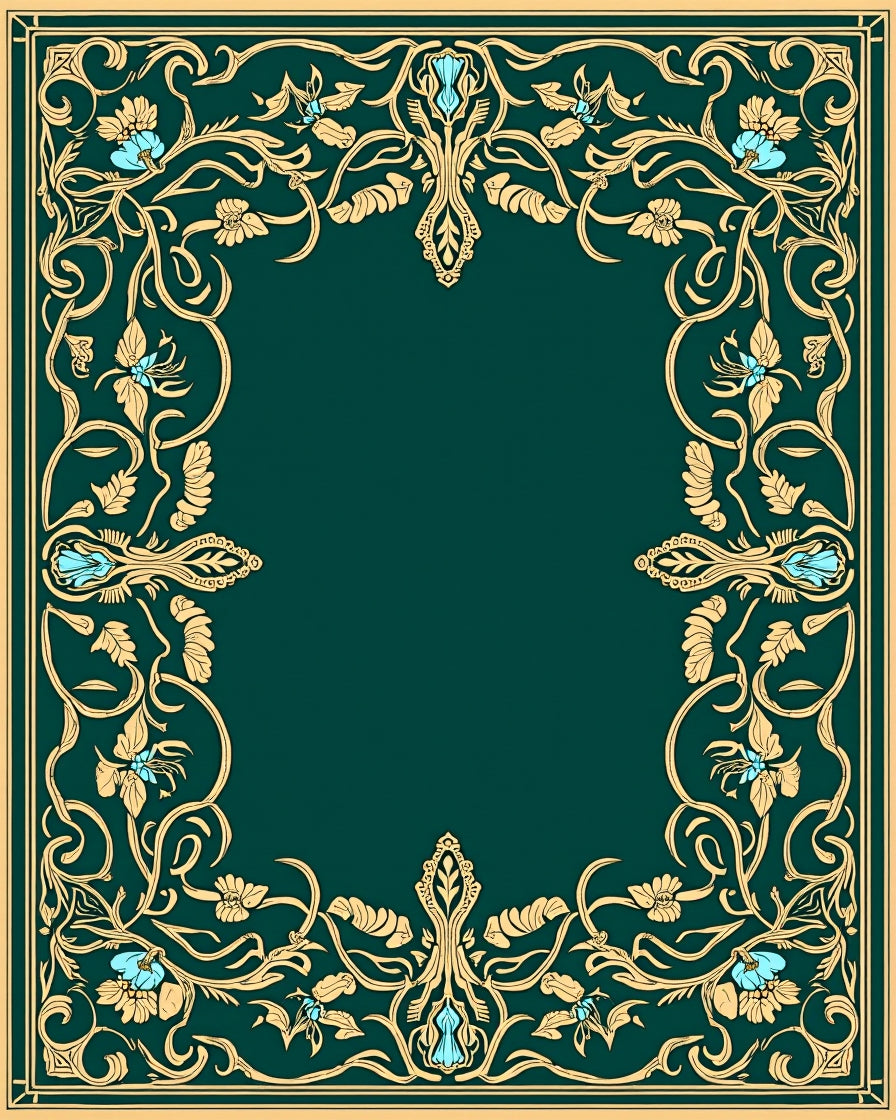Elegant Floral Scrollwork Border Design Rug