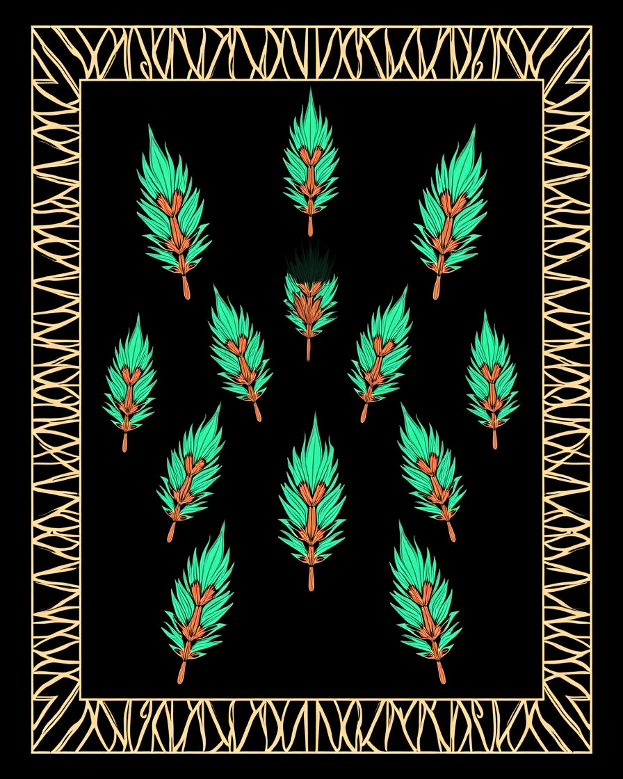 Emerald Foliage Patterned Rug