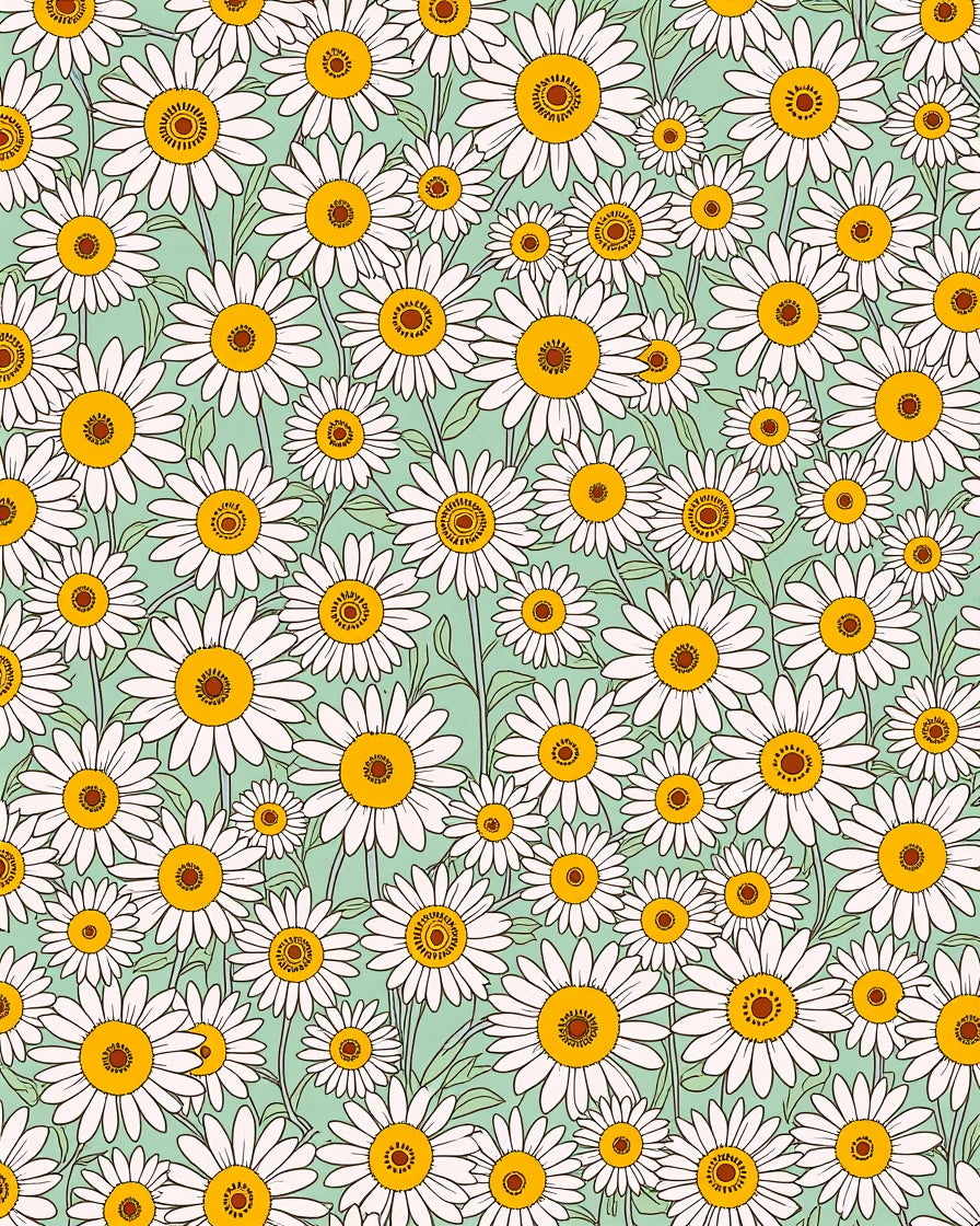 Retro Daisy Floral Pattern Rug