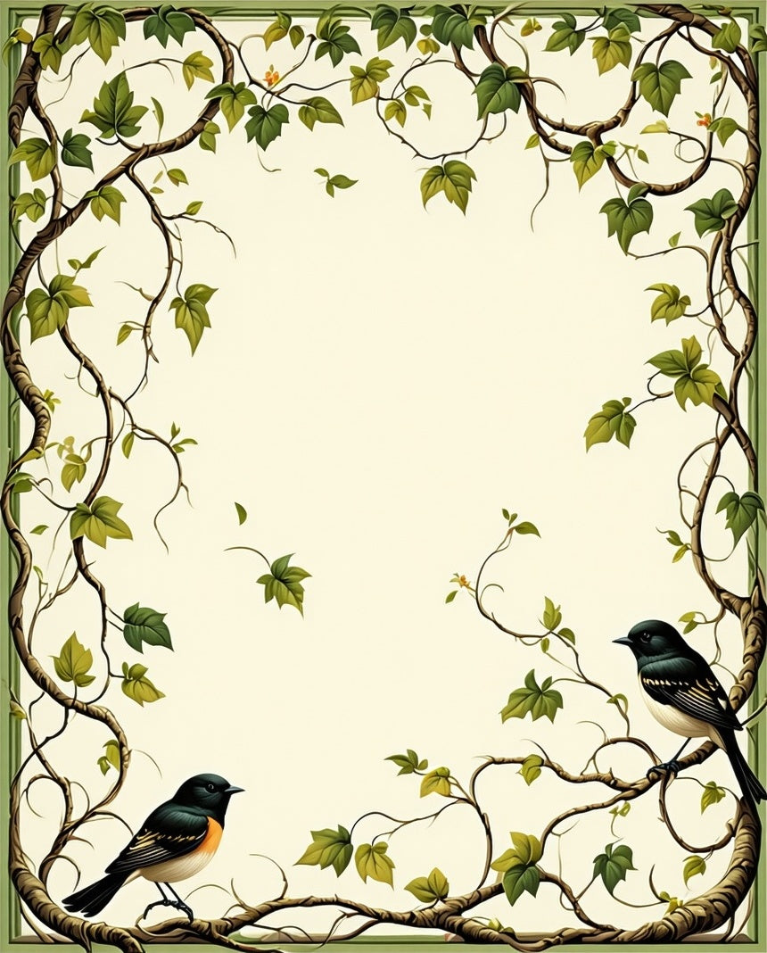 Vines Birds Botanical Pattern Rug