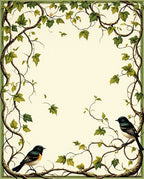 Vines Birds Botanical Pattern Rug