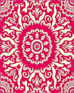 Radiant Fuchsia Cream Mandala Pattern Rug