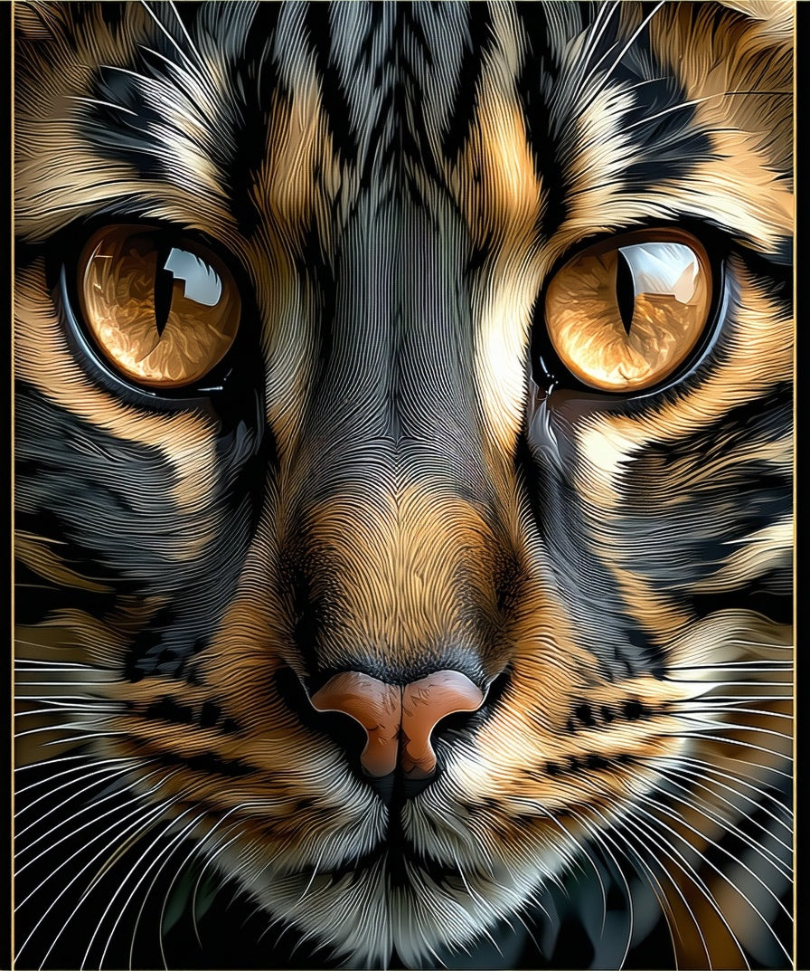 Feline Portrait 2 Abstract Fur Design Rug