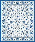 Blue Floral Vine Patterned Rug