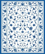 Blue Floral Vine Patterned Rug